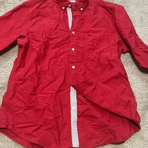 Burberry Men's Vibrant Red Casual Button-Down Shirt